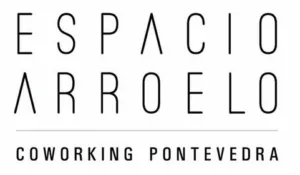 Logotipo de Espacio Arroelo, con el texto “coworking Pontevedra”