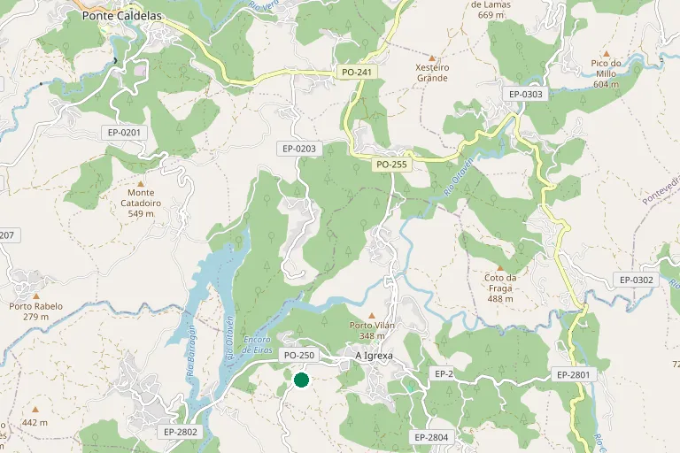 Un mapa de Anceu, en Ponte Caldelas, a unos treinta minutos de Pontevedra